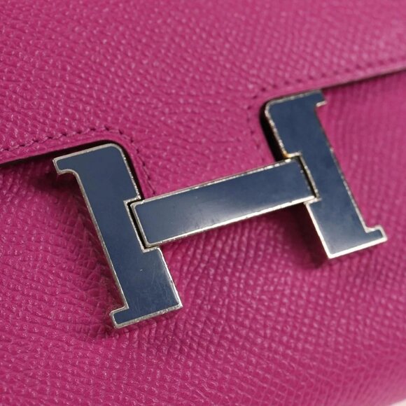 HERMES Constance Compact Wallet Leather Purple pink Auth 142362M - Picture 9 of 16